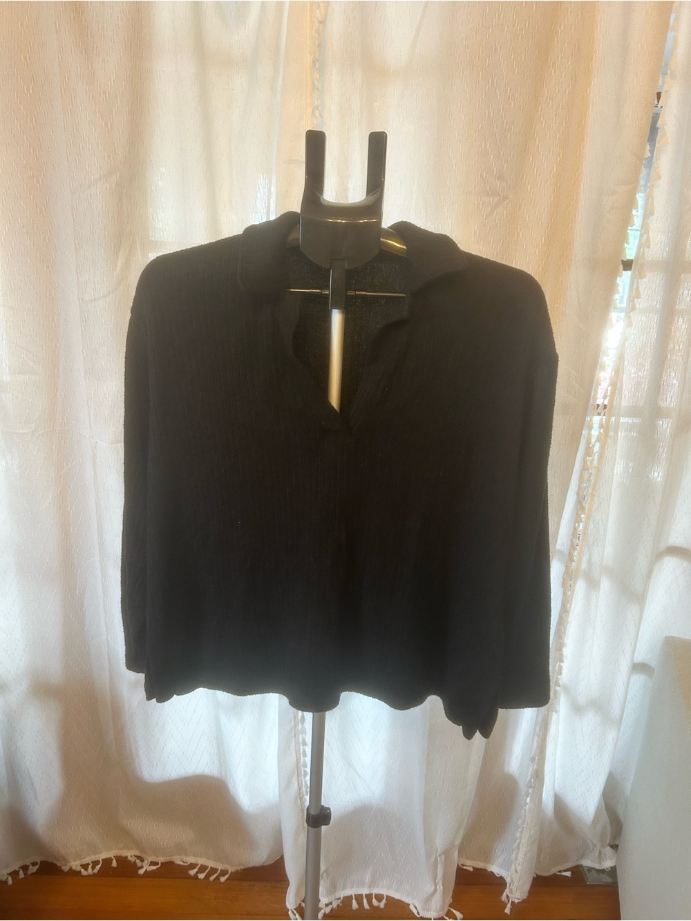 Madewell Black Collar Knit Top  Size Small